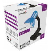 Avide Basic Φωτιστικό Γραφείου Max 60W με Clip Μπλε